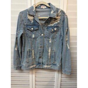 Distressed Denim Jacket With Studded Detail By Sunset‎ + Spring